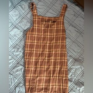 Brown Plaid Sleeveless Dress